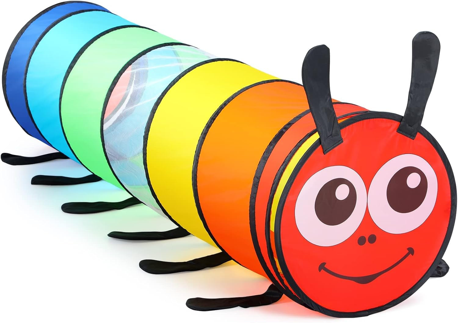 Tunnel Enfant - Tente De Jeux Exterieur Interieur Avec Côtés En Maille - 180 Cm Tunelle Pour Enfant Parcours Motricité Bébé Rampant -Jouet De Pliable Pop-Up - Cadeau Pour Animaux (Chenille Coloré)