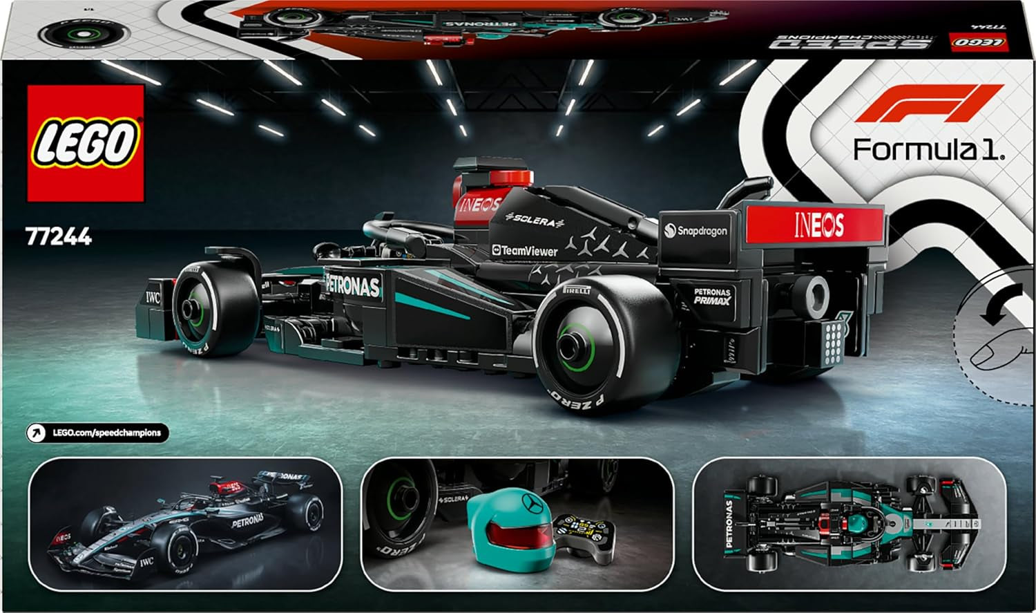 Speed Champions Voiture F1 Mercedes-Amg W15 - Voiture De Course Avec Minifigurine Collector De Pilote De Formule 1 - Maquette Pour Garçons Et Filles Dès 10 Ans Ou Fans De Sport Automobile 77244