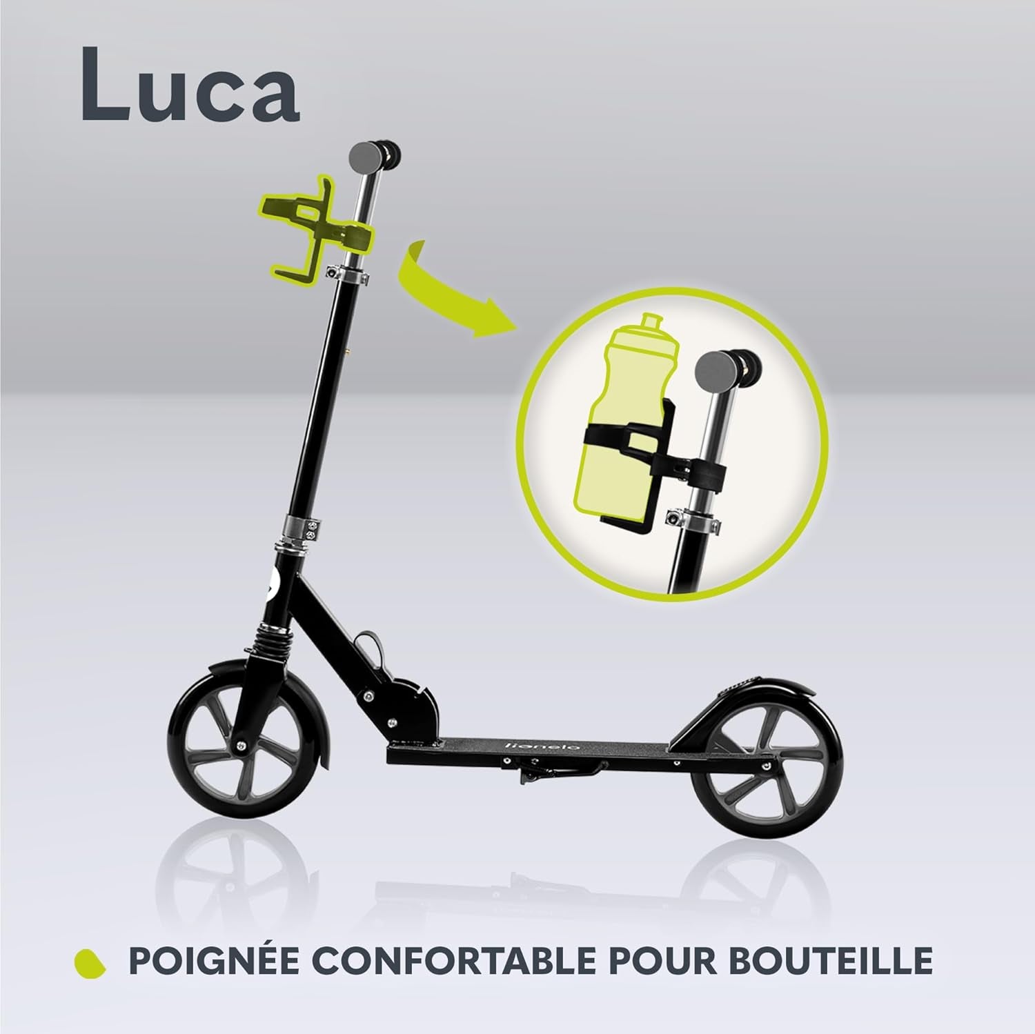 Luca Trotinette Enfant Et Adultes Jusqu'À 100 Kg, Construction Durable, Pliage, Rapide, Guidon Ajustable, Roues À 20 Cm, Amortisseur Shockresist Frein (Noir)