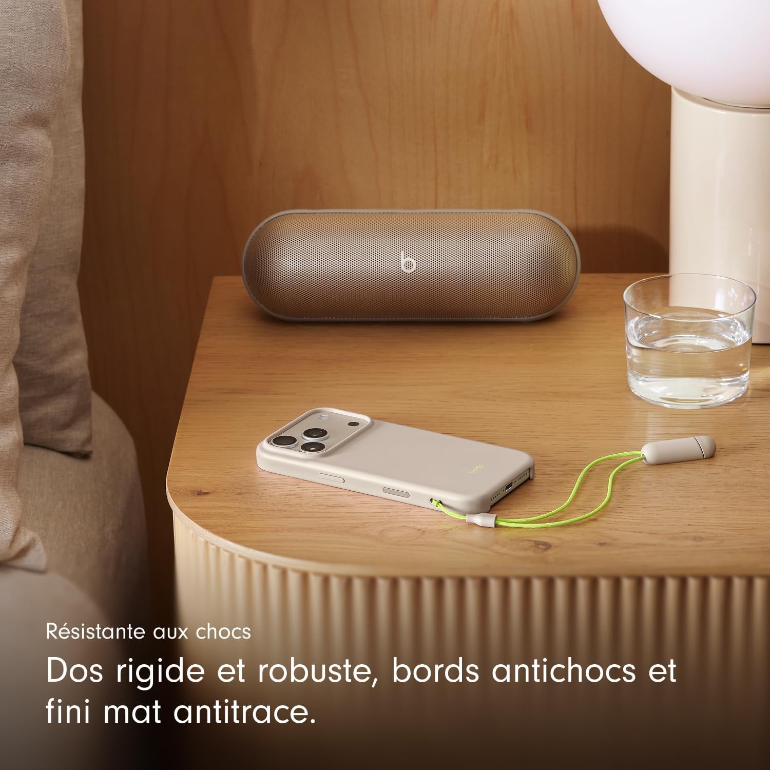 Coque Avec Béquille Pour Iphone 17 Pro Équipée Magsafe Avec Commande De L'Appareil Photo, Support Intégré Et Dragonne, Fini Mat Et Doublure En Tissu Microfibre - Gris Gypse