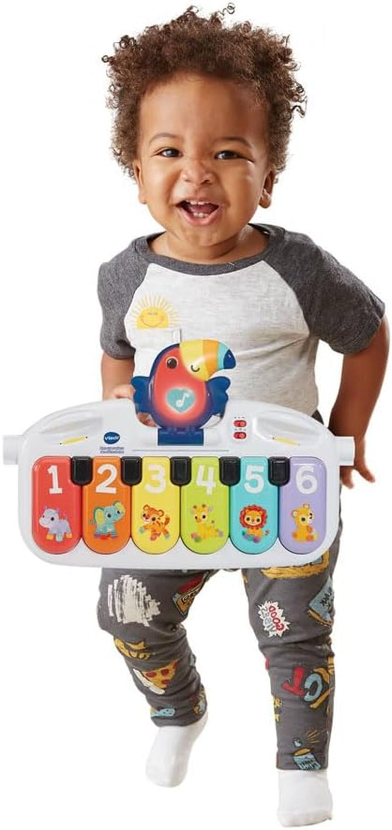 - Mon Super Piano Des Découvertes - Jouet Musical 3 En 1 - Clavier Piano Bébé Inclinable Avec 3 Partitions De Musique Et 2 Hochets Instruments - Cadeau Bébé Dès 9 Mois - Contenu En Français