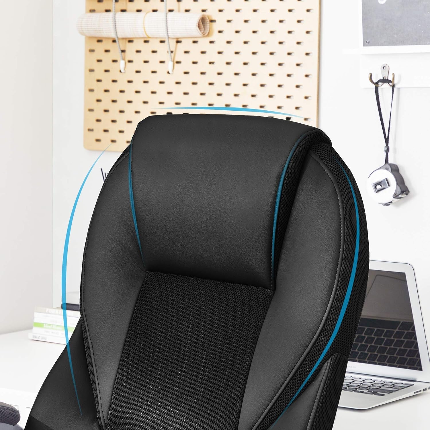 Chaise Bureau Ergonomique, Fauteuil Gamer, Siège Gaming Pivotant, Hauteur Réglable, Pour Bureau, Télétravail, Avec Roulettes, Noir OBG22B 73 X 70 X 122 Cm