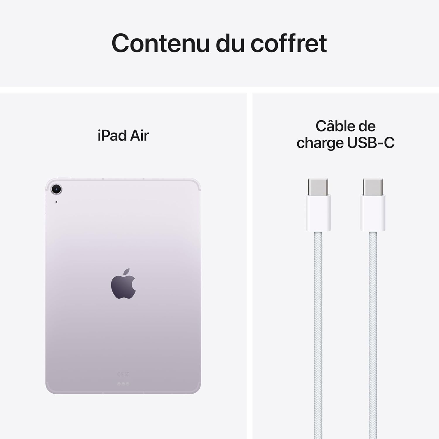 Ipad Air 11 Pouces Avec Puce M3 :  Intelligence, Écran Liquid Retina, 512 Go, Caméras Avant/Arrière 12 Mpx, Wi-Fi 6E Et Connectivité Cellulaire 5G, Touch ID, Autonomie D’Une Journée – Mauve