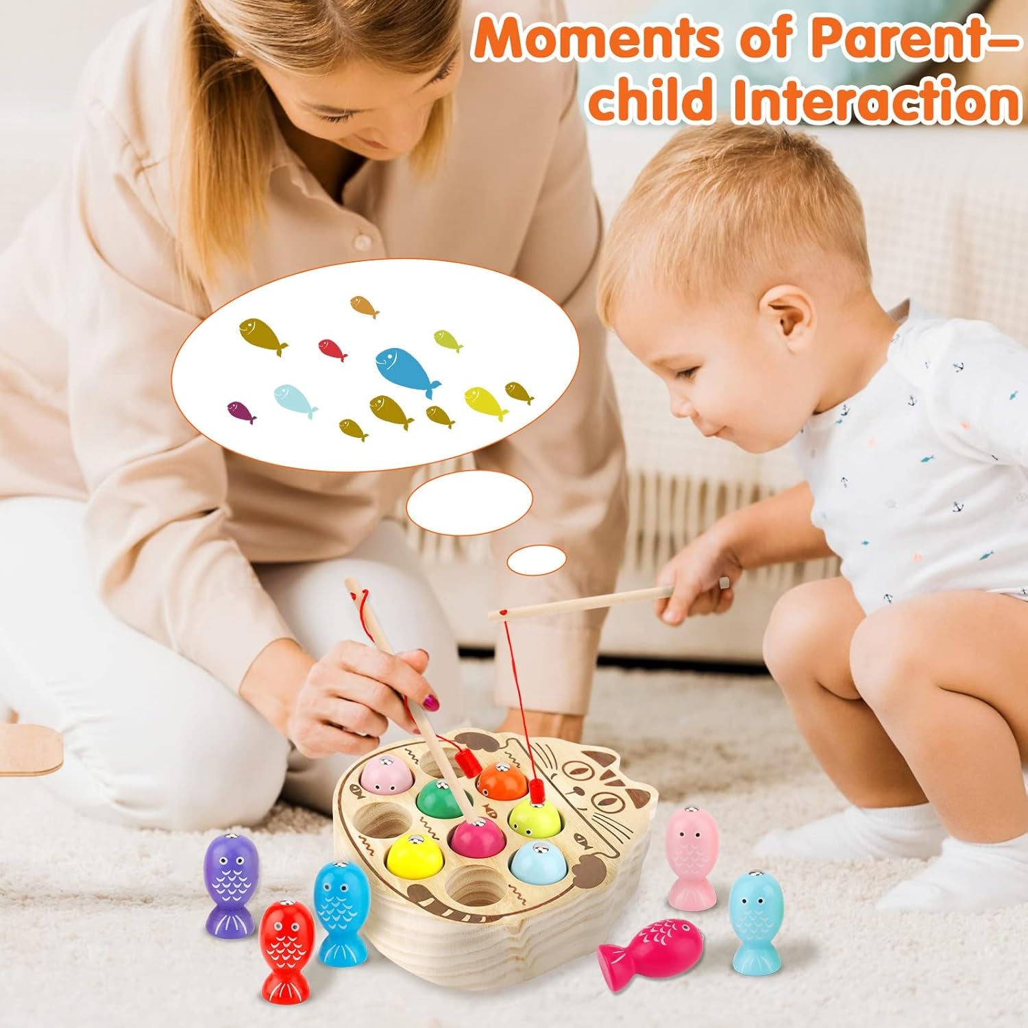 Jeux Montessori, Activite Enfant 2 Ans, Jouet En Bois Jeu De Pêche Magnetique, Cadeau Fille/Garcon 2 Ans, Bebe 1 An, Jeux Educatif Pour 2 3 4 5 Ans