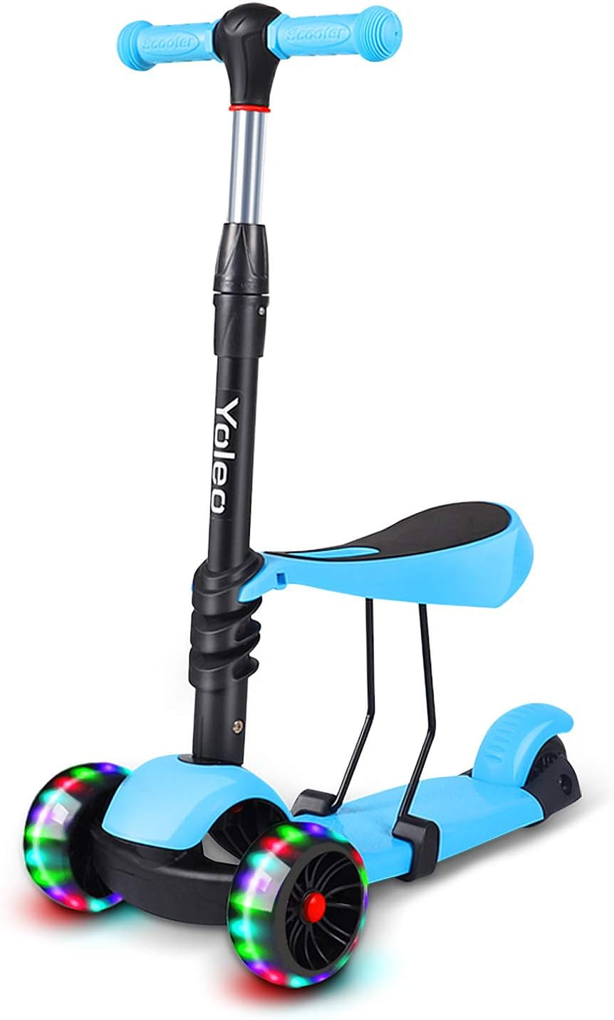 Trottinette 3 En 1 Pour Enfant Avec Siège Amovible, Roues En Polyuréthane, Guidon Réglable En Hauteur Pour Tout-Petits, Garçons Et Filles À Partir De 2 Ans
