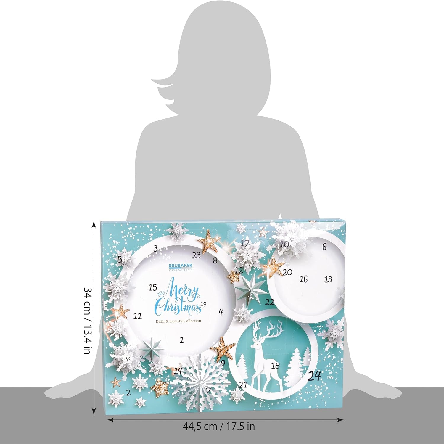 Cosmetics - Calendrier De L'Avent/Noël - Contient 24 Produits De Bain & Beauté - Coffret XXL De Bien-Être - Idée Cadeau Femme & Fille - Bleu Menthe