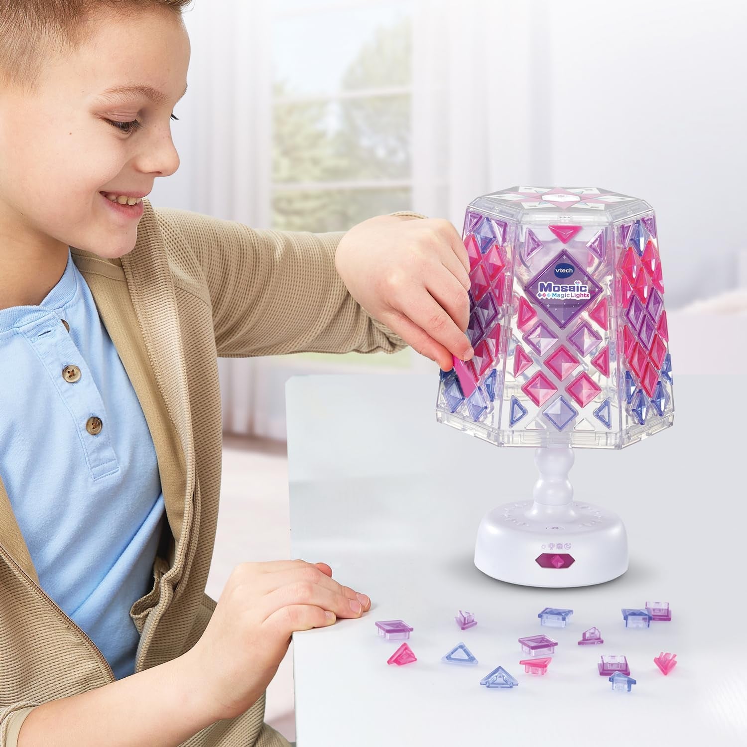- Mosaïc Magic Lights Lampe - Kit Mosaïque Enfant - Lampe De Chambre Personnalisable Avec Effets Lumineux Et Musique - Jeu Créatif Et DIY - Cadeau Enfant Dès 5 Ans - Contenu En Français