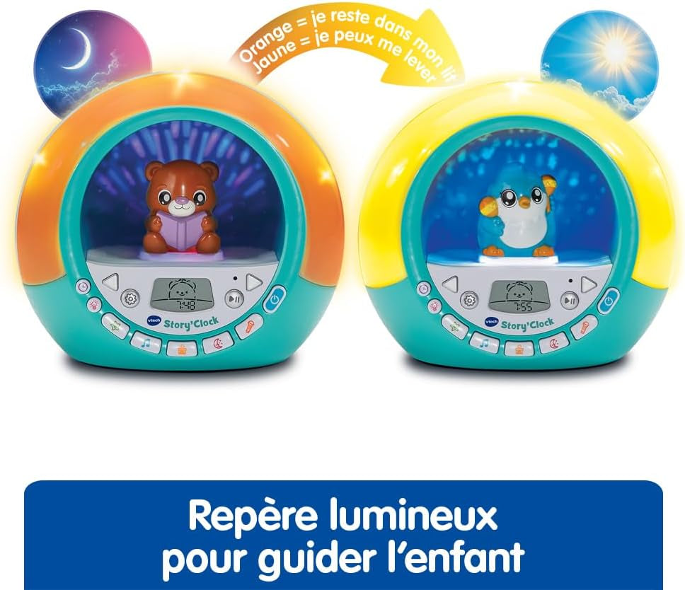 - Story'Clock Bleu Ma Conteuse-Réveil - Veilleuse Réveil Éducatif Jour/Nuit - Coach Sommeil Enfant - Boîte À Histoires, 3 Figurines Et Projections - Cadeau Enfant Dès 3 Ans - Contenu En Français