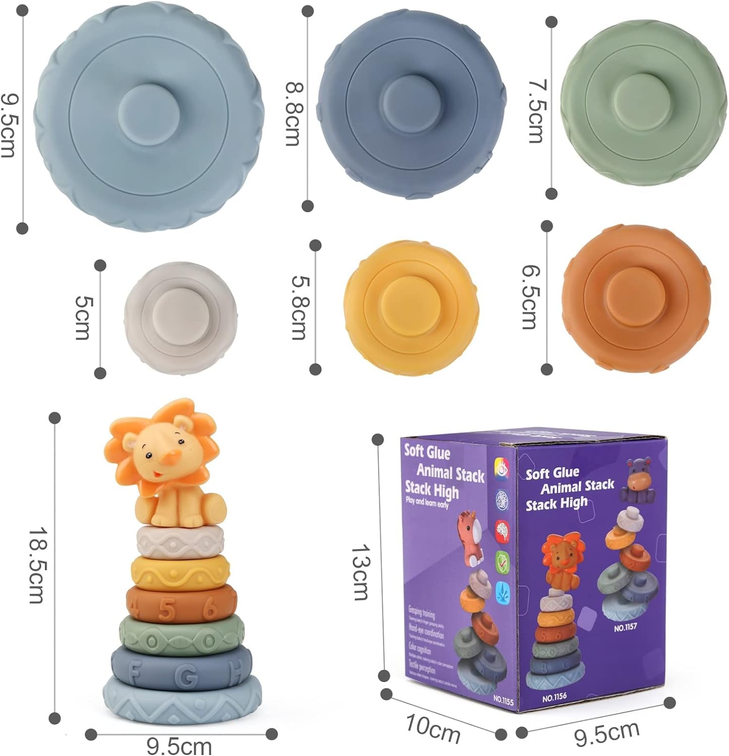Joyplus Jeux Montessori Bebe Eveil 6 Mois, 7 Pièces Jouets Empilables Avec Anneaux, Tour Souple Empilable, Cube D'Activité Bébé, Jouets Sensoriel Dentition Pour Bébé, Jeux Educatif Pour Bebe 6+ Mois