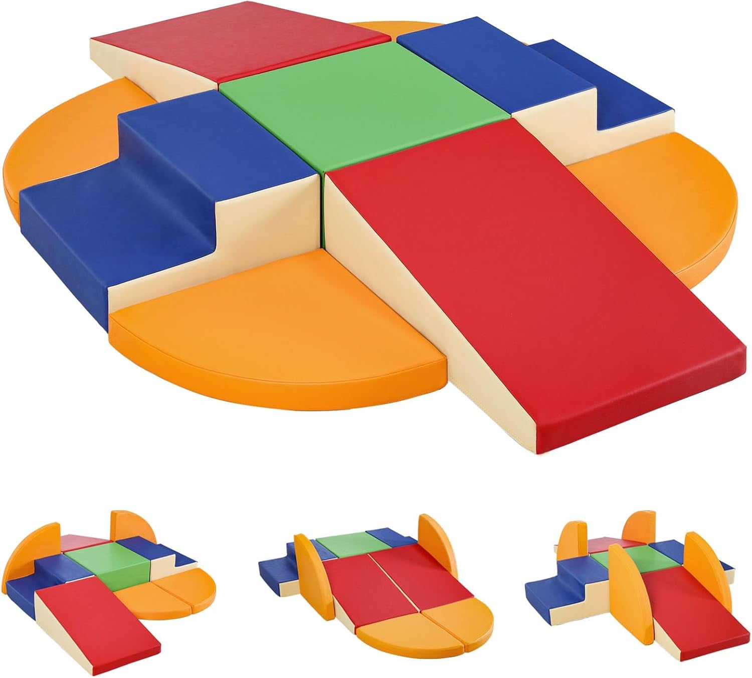 Parcours Motricité Bébé 9 Pièces: Module Motricité Enfant Cuir PU Blocs Mousse Éducatifs - Jouets Descalade Bébé Structure D'Escalade Antidérapante Ensemble D'Échelle Double