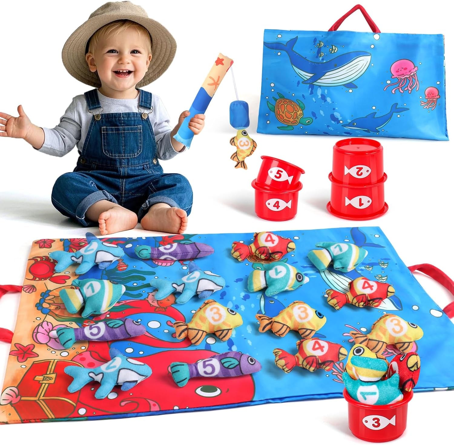 Jouet Bebe 1 An,Jouet De Pêche Montessori Pour Jeux Enfant 1 2 Ans Fille Jeux Bebe 6 Mois Educatif Cadeau Enfant 1 2 an Fille Garcon Anniversaire, Cadeaux Pour La Fête Des Enfants