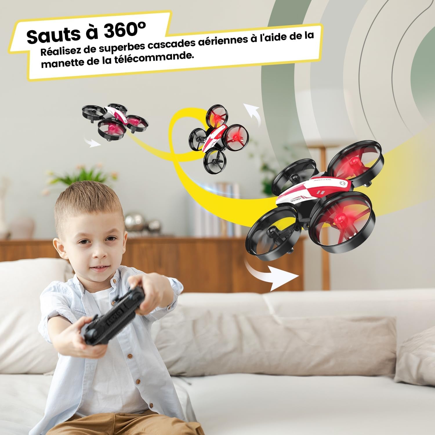 HS210 Mini Drone Quadricoptère Pour Enfants Et Débutants Avec Vol Automatique, Flips 3D, Mode Sans Tête Et Piles Supplémentaires, Pour Garçons Et Filles, Rouge
