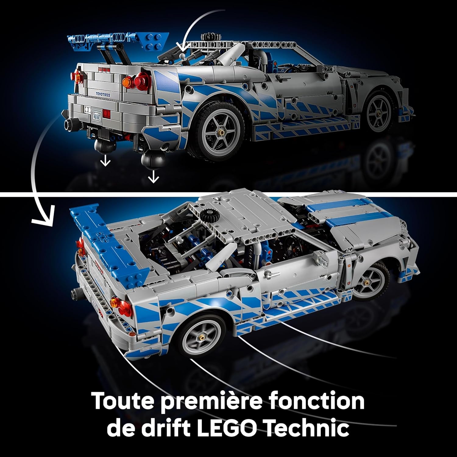 Technic Voiture Nissan Skyline GT-R (R34) 2 Fast 2 Furious - Maquette De Voiture Pour Adulte - Fonction Drift, Direction, Suspension & Moteur 6 Cylindres - Cadeau Collector Pour Fans 42210