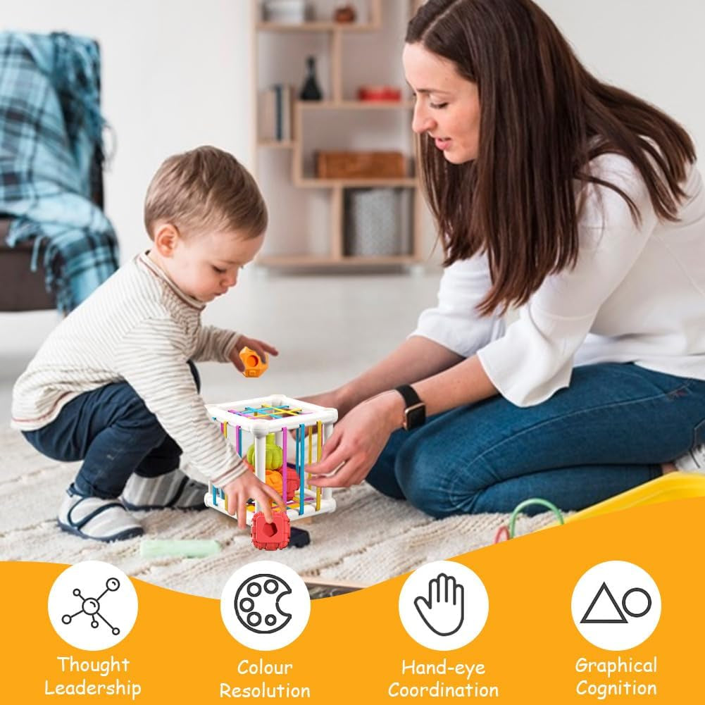 Jouet Bebe 1 2 Ans, Montessori Sensoriel Jeux Pour Bébé 6 9 12 18 Mois, Jouets Sensoriel, Enfants Jouets Forme De Cube, Montessori Jeux Bébé Eveil, Cadeau Educatif Pour Enfants 1 2 Ans