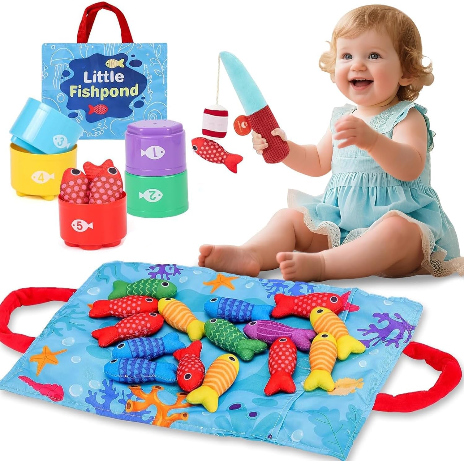 Jouet Bebe 1 An, Jeux Montessori Pêche a La Ligne Pour Enfant 1 2 3 Ans, Fille Garçon Jouet 12 18 Mois, Jouet Bebe Cadeau Pour Enfant 1-3 Ans