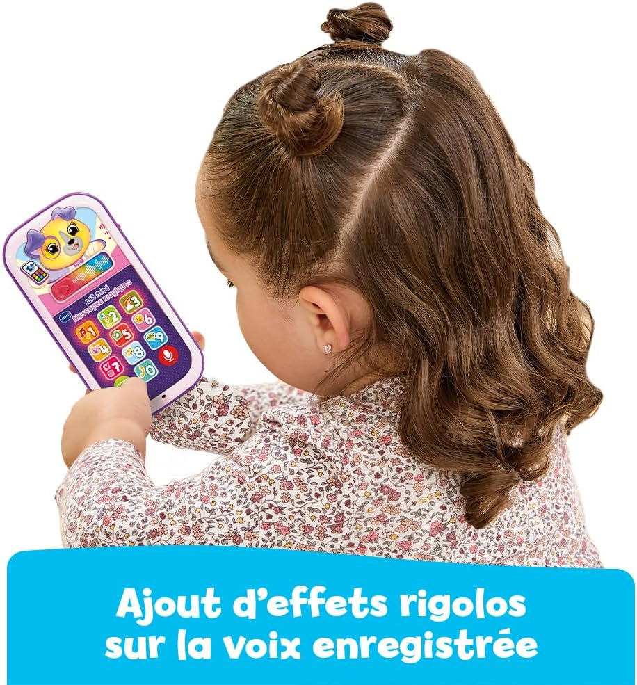 - Allô Bébé Messages Magiques Rose, Premier Téléphone Interactif, Parlant Et Musical Avec Enregistreur Vocal, Changeur De Voix Et Effets Lumineux, Cadeau Bébé Dès 9 Mois - Contenu En Français