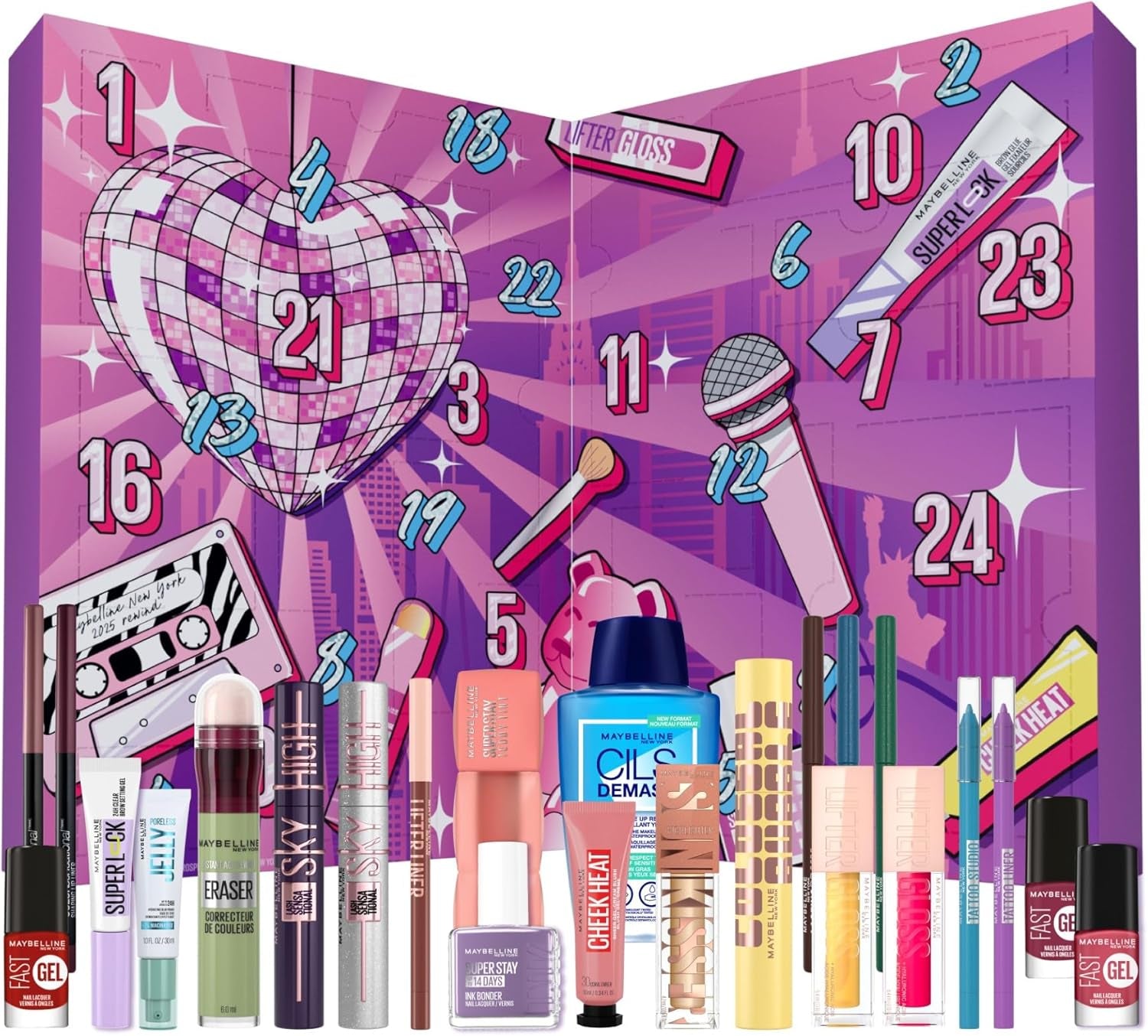 – Calendrier De L'Avent 2025 – Coffret 24 Produits De Maquillage – Grand Format – Teint, Regard, Lèvres & Ongles