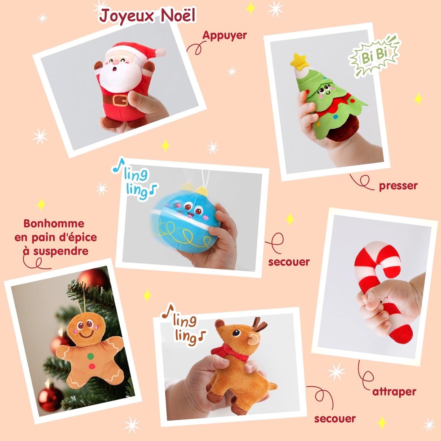 Jouet Bébé 6 Mois, Maison En Pain D'Épices De Noël - Jouet Eveil Bebe 6-12 Mois, Jouets Sensoriel En Peluche, Jeux Montessori Enfant Cadeau Pour Bebe 1 an Garçon Fille
