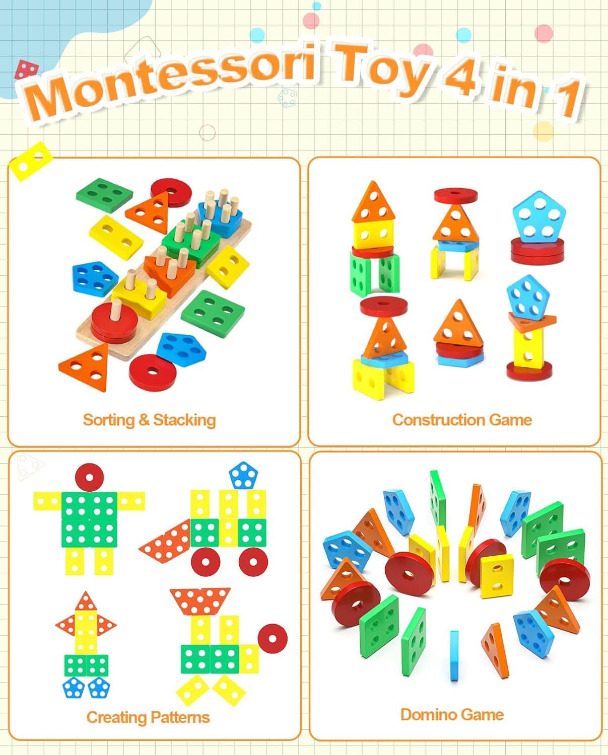 Jouet Bebe 1 2 3 Ans Jeux Montessori Enfant 1 2 3 Ans Jeu Educatif En Bois Puzzle À Empiler Et De Tri Cadeau Garçon Fille