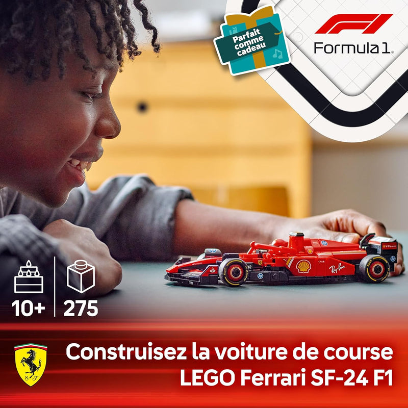Speed Champions Voiture F1 Ferrari SF-24 - Jeu De Construction Avec Véhicule De Course - Minifigurine Collector De Pilote De Formule 1 - Décoration De Noël - Cadeau Garçon Ou Fille 10 Ans 77242