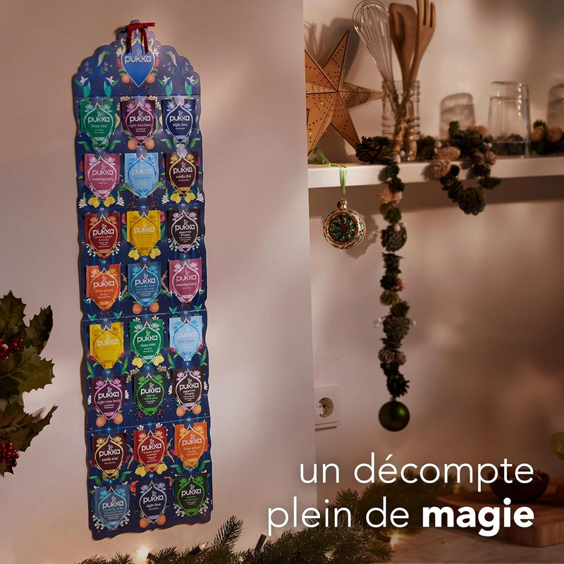 Calendrier De L'Avent Thé Vert Et Infusions 2025 | Idée Cadeau De Noel Pour Offrir Homme Et Femme | Sélection De Thés Bio | Ingrédients Biologiques | 24 Sachets De Thé
