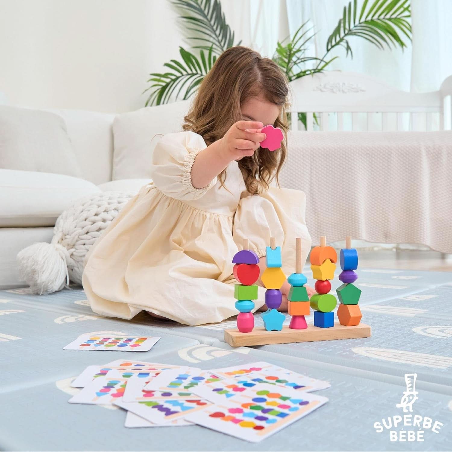 Jouet Montessori En Bois À Empiler Et Tri Pour Bébé Et Enfant 3 Ans - Jouets D'Activité Et De Développement - Jeux Bebe Éducatifs Pour Tout-Petits - Cadeau D'Anniversaire Et Naissance Fille Garçon