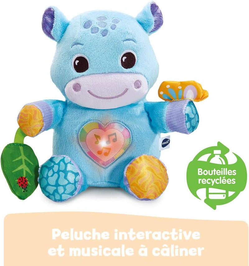 - Théo, Mon Hippo Câlin, Peluche Bébé Hippopotame Interactive Et Lumineuse, Jouet D'Éveil Sensoriel Fabriqué Avec Des Matériaux plus Durables, Cadeau Naissance Dès 3 Mois - Contenu En Français