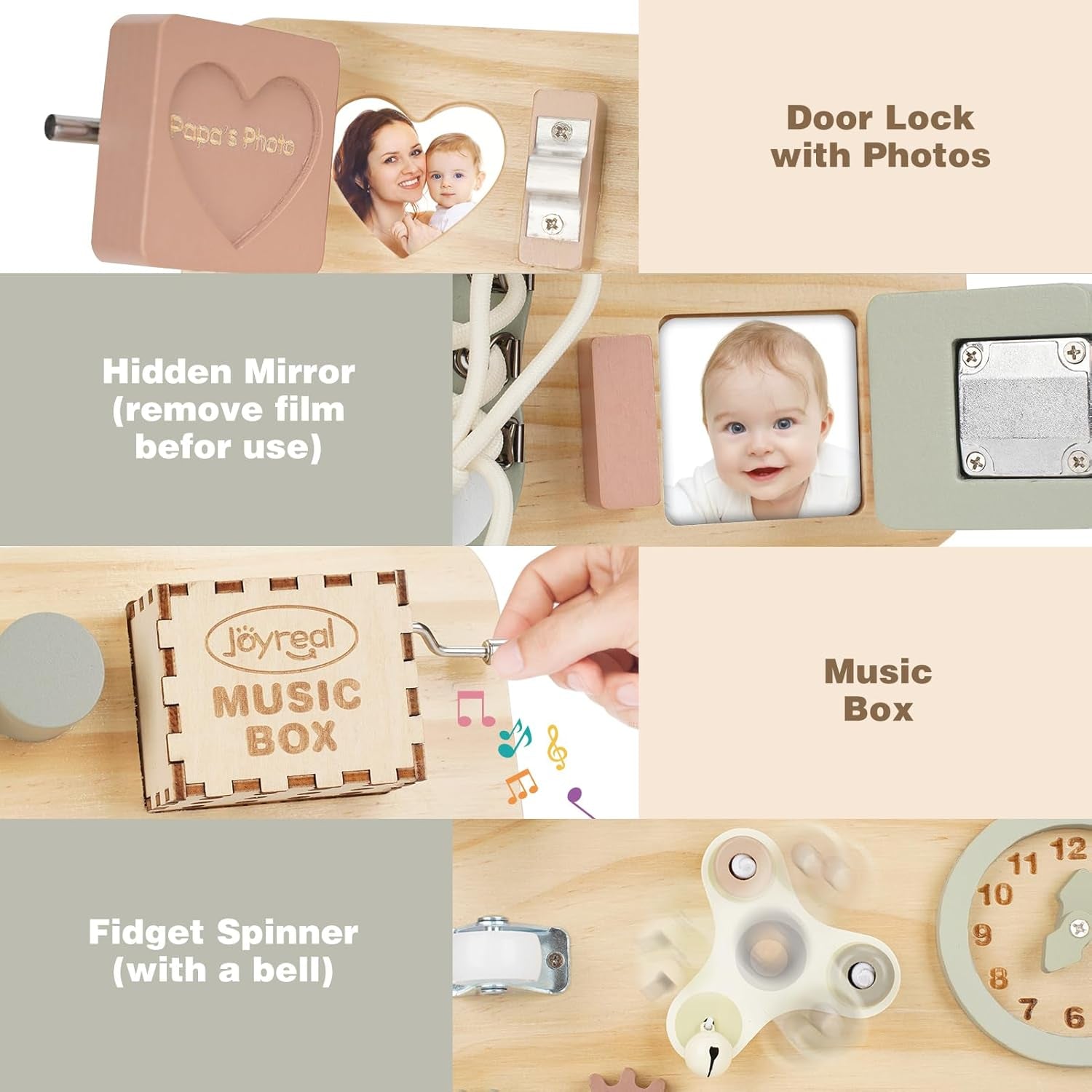 Grand Busy Board Montessori - Planche Activité Tableau Activité Sensoriel Parcours Motricité Bébé Jeux Educatif Jouet Enfant Pour Garcon Fille