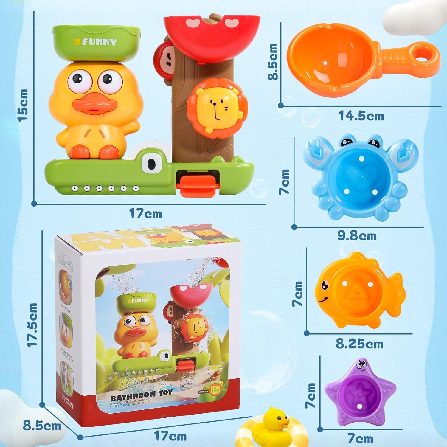 Jouet De Bain, Jouet Bain Bébé, Jouets Bain Enfant 1 2 3 Ans, Jeux Bain Bebe 1 2 3 An,Cadeau Garcon Fille 1-3 An,Jouet Enfant 1-3 An,Jouets De Bain Pour Bebe,Jouet Bain Bebe 6-12-18Mois