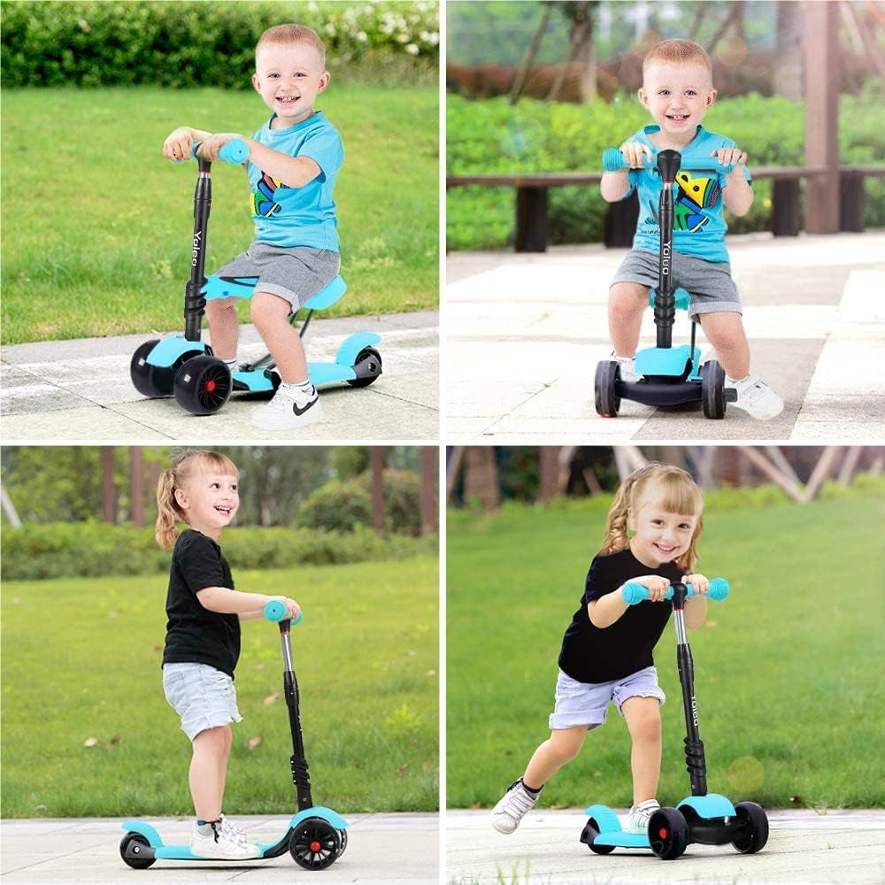 Trottinette 3 En 1 Pour Enfant Avec Siège Amovible, Roues En Polyuréthane, Guidon Réglable En Hauteur Pour Tout-Petits, Garçons Et Filles À Partir De 2 Ans