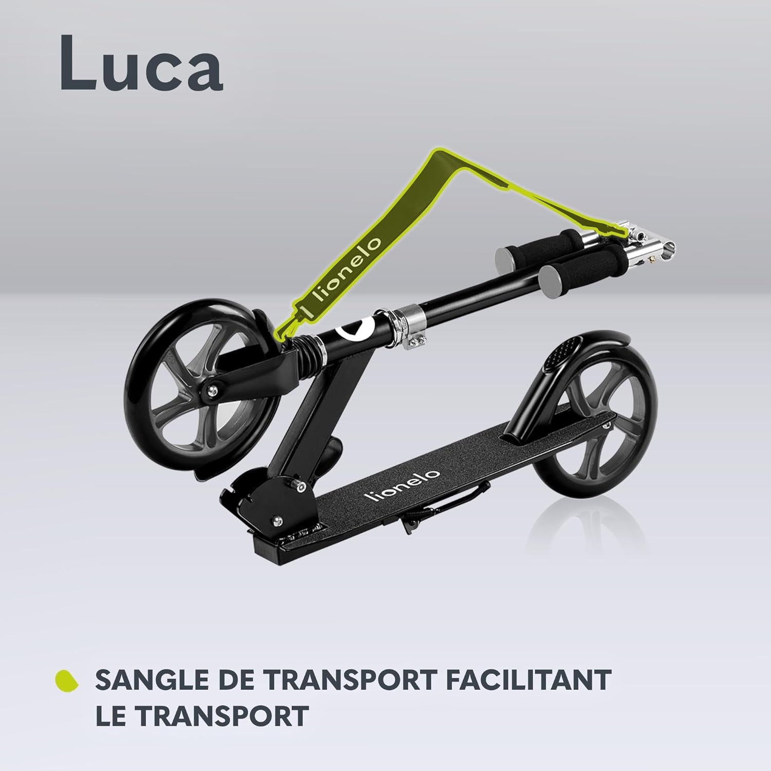 Luca Trotinette Enfant Et Adultes Jusqu'À 100 Kg, Construction Durable, Pliage, Rapide, Guidon Ajustable, Roues À 20 Cm, Amortisseur Shockresist Frein (Noir)