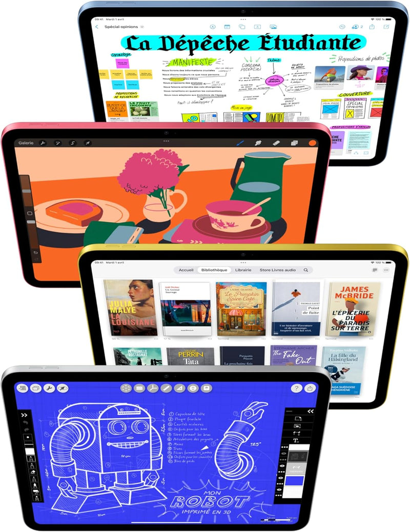 Ipad Avec Puce A16 : Écran Liquid Retina 11 Pouces, 256 Go, Wi-Fi 6 Et Connectivité Cellulaire 5G, Caméras Avant/Arrière 12 Mpx, Touch ID, Autonomie D’Une Journée – Jaune