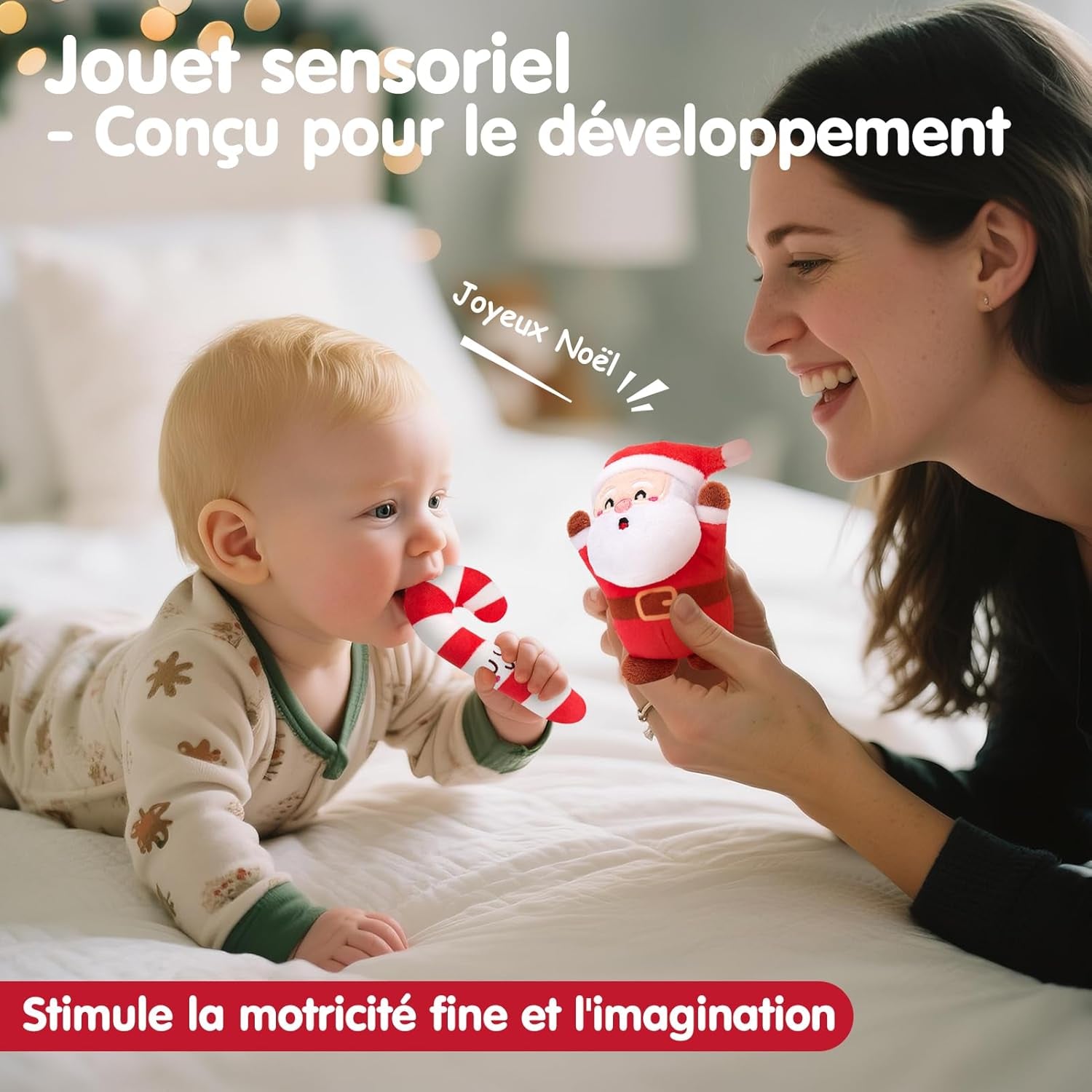 Jouet Bébé 6 Mois, Maison En Pain D'Épices De Noël - Jouet Eveil Bebe 6-12 Mois, Jouets Sensoriel En Peluche, Jeux Montessori Enfant Cadeau Pour Bebe 1 an Garçon Fille