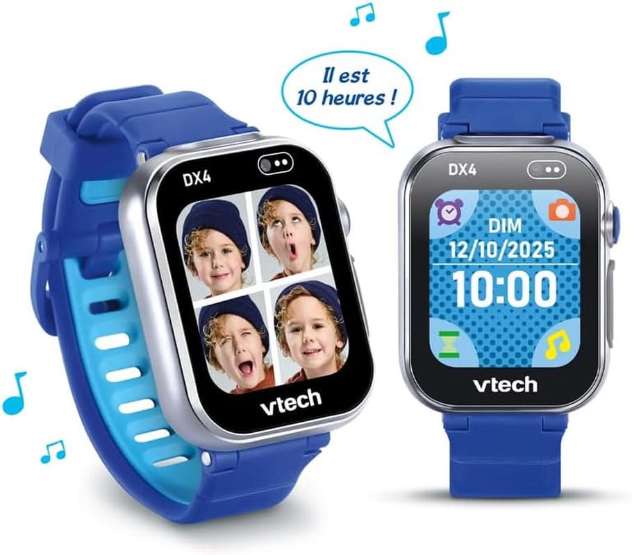 - Kidizoom Smartwatch DX4 Bleue - Montre Digitale Enfant 16 En 1 Avec Écran Tactile Couleur, Jeux, Applications, Appareil Photo Et Vidéo - Cadeau Enfant Dès 5 Ans - Contenu En Français