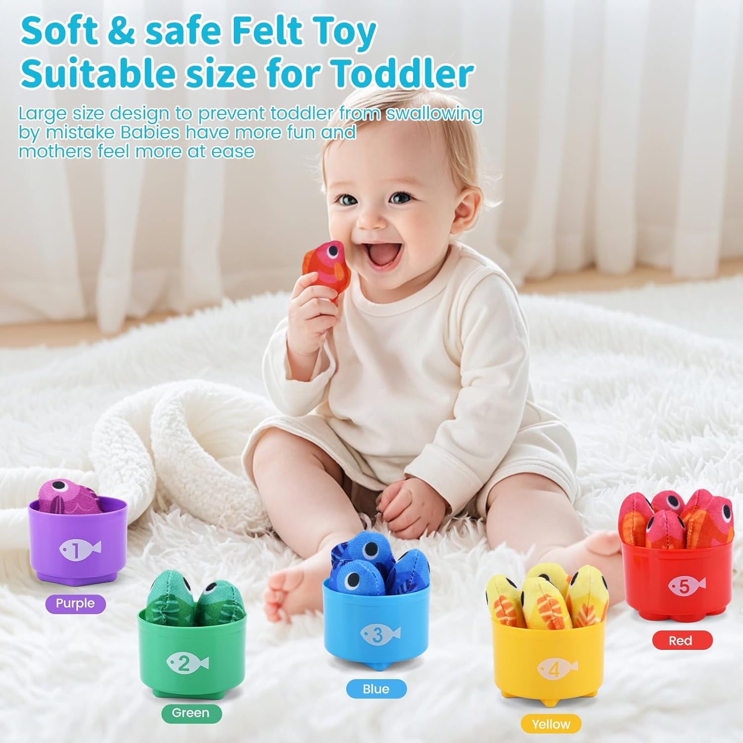 Jouet Bebe 1 an Jeux Educatif De Montessori Pêche, Pour Enfant 1 2 3 Ans Fille Garçon Bébé De 6 9 12 18 Mois, Idée Cadeau Pour Garçons Filles Fête, Noël