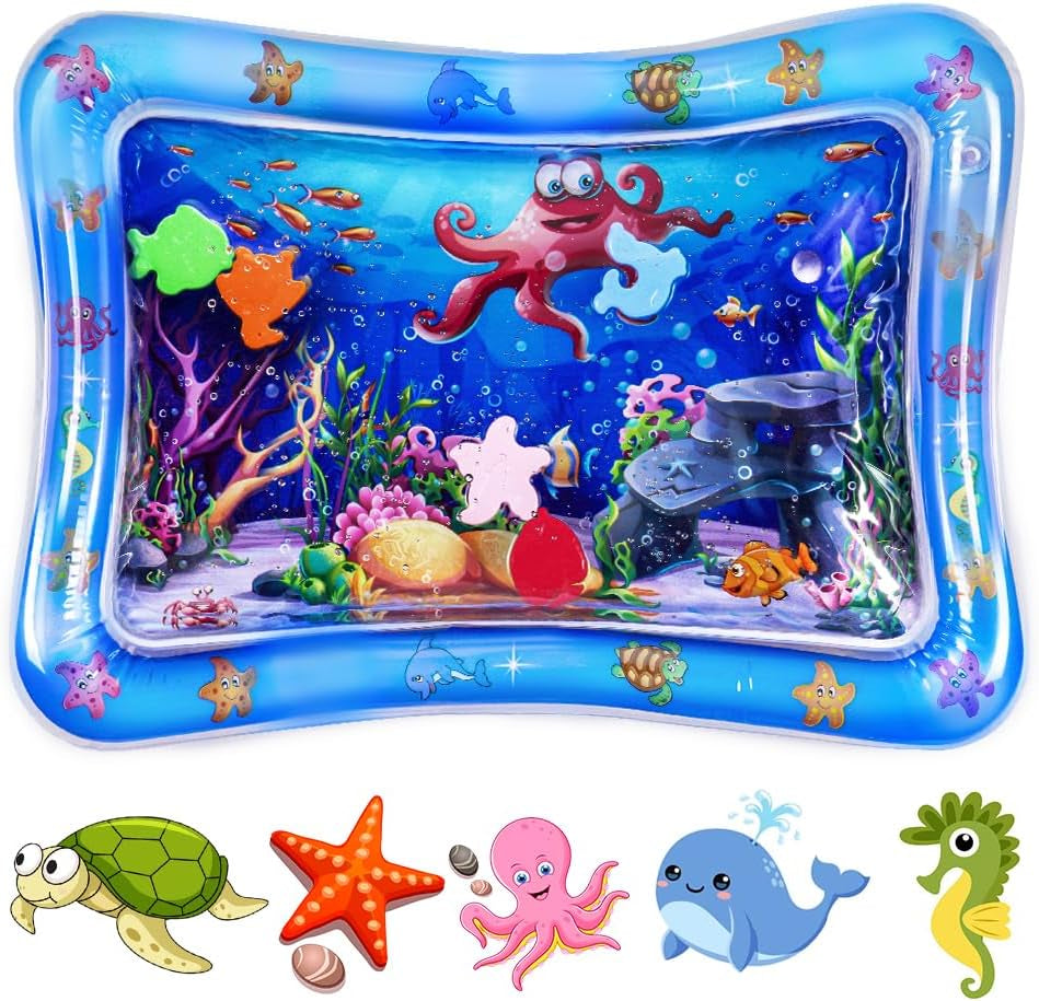 Gonflable Tummy Time Tapis D'Eau Tapis De Jeu Gonflable Jouets Sensoriels Pour Bébé Nourrissons Et Tout-Petits 3 6 9 Mois Nouveau-Né Filles Garçons,Doux Et Confortable