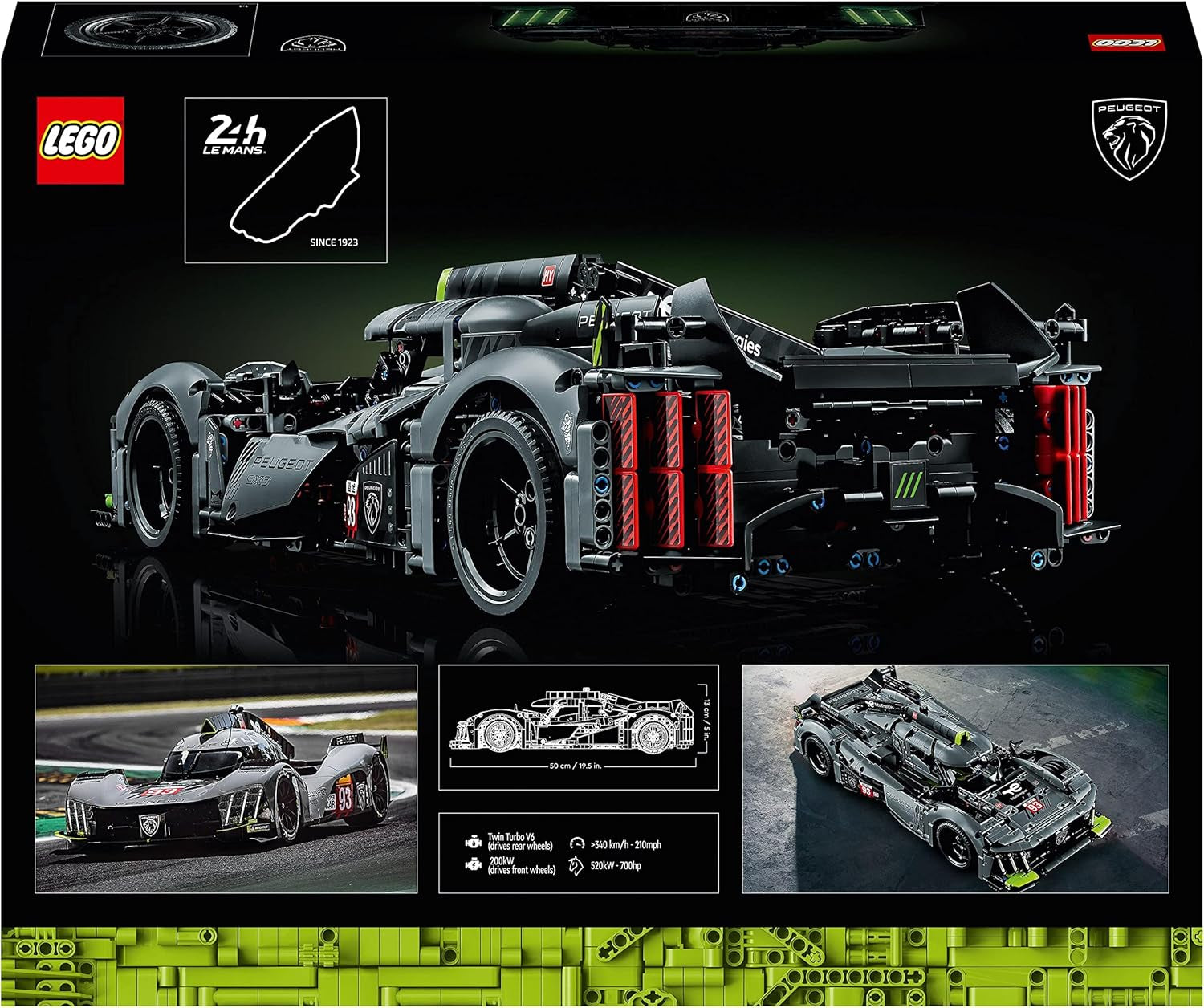 42156 Technic Peugeot 9X8 24H Le Mans Hybrid Hypercar, Maquette De Voiture De Course Niveau Avancé, À L'Échelle 1:10, Sport Automobile À Collectionner Pour Adultes