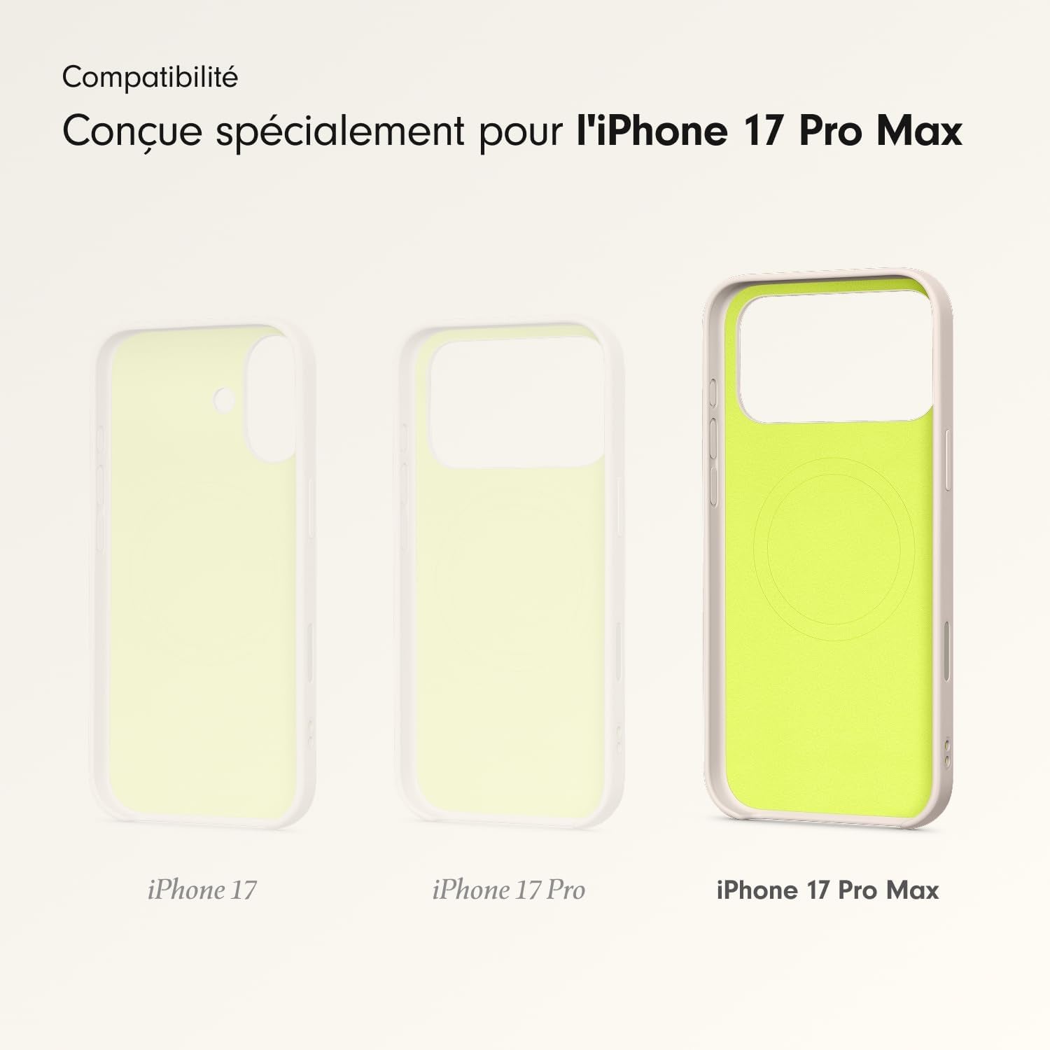 Coque Avec Béquille Pour Iphone 17 Pro Max Équipée Magsafe Avec Commande De L'Appareil Photo, Support Intégré Et Dragonne, Fini Mat Et Doublure En Tissu Microfibre - Gris Gypse