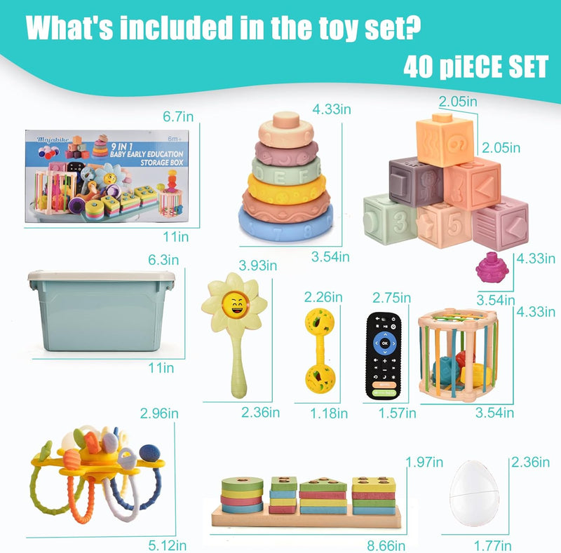 Jouets Bébés Pour 6 À 12 Mois,9 En 1 Montessori Jeux Bébé Eveil,Sensoriels,Trieur De Formes, En Blocs,À Empiler, Jouet Bebe 1 2 3 Ans Jeux Cadeau Pour Nouveau-Né