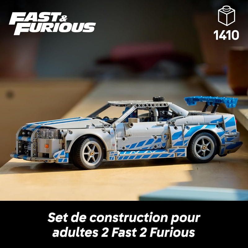Technic Voiture Nissan Skyline GT-R (R34) 2 Fast 2 Furious - Maquette De Voiture Pour Adulte - Fonction Drift, Direction, Suspension & Moteur 6 Cylindres - Cadeau Collector Pour Fans 42210