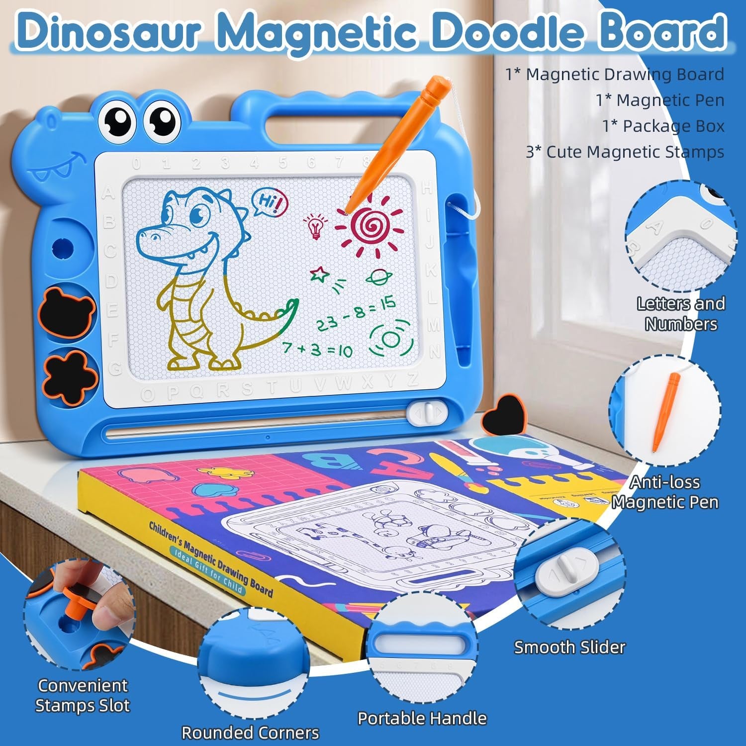 Tablette Dessin Enfant Avec 4 Jambes Jouets Pour Bebe 3 4 5 Ans，Educatif Ardoise Magique Jeux Pour Les Garçons Et Filles Cadeau，Jouets Montessori Pour Enfants 3-8 Ans (Bleu