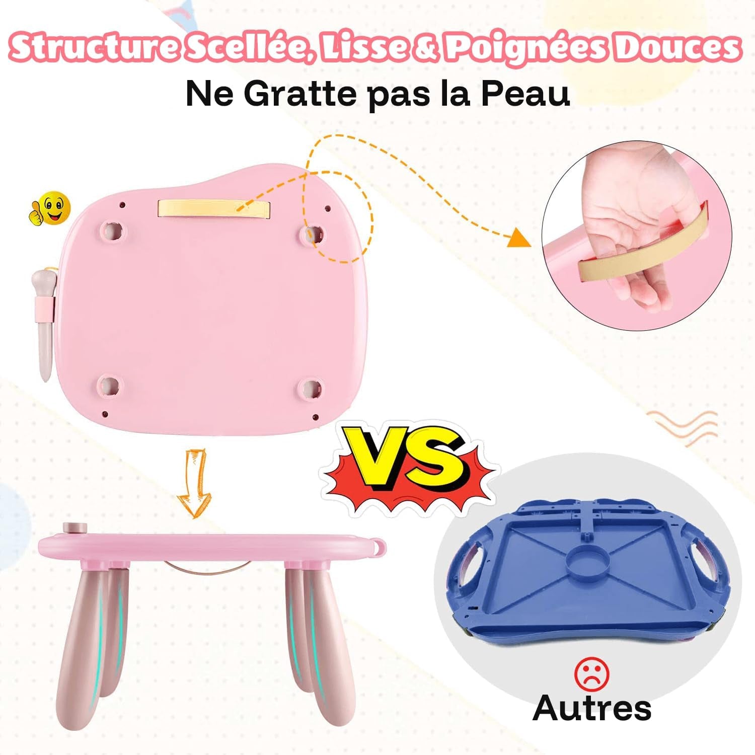 Jouet Bebe 1 an Filles, Ardoise Magique Grande Avec Pieds, Tableau De Dessin Magnétique Effaçable, Cadeau D'Anniversaire De Noël Pour 1 2 3 Ans Enfants (Rose Clair)